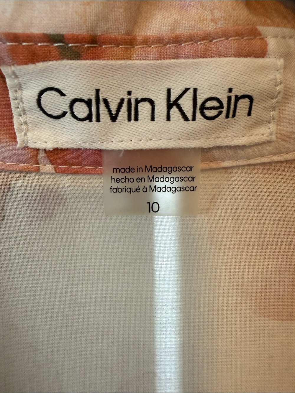 Calvin Klein Blush Floral Shirt-Collar Midi Dress - Picture 5 of 10